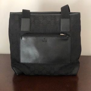 Gucci GG black canvas and leather tote bag